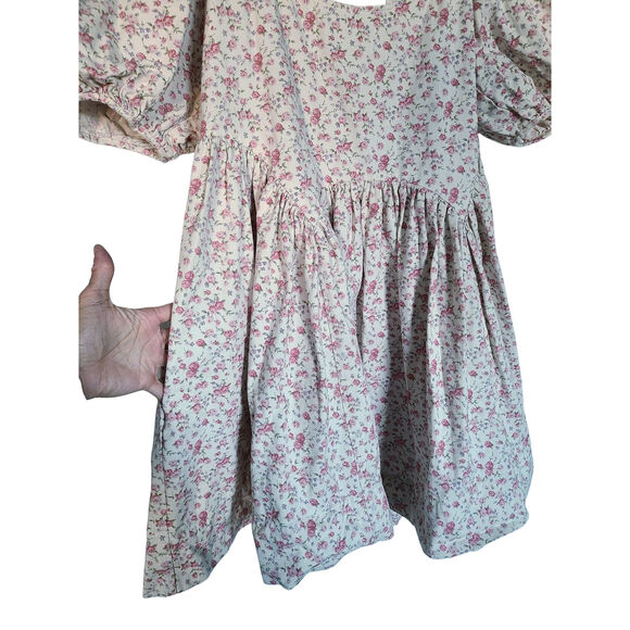 Sandy Liang Hugo Dress Pink/Purple Floral Puff Sleeve Size 6 - Picture 7 of 9